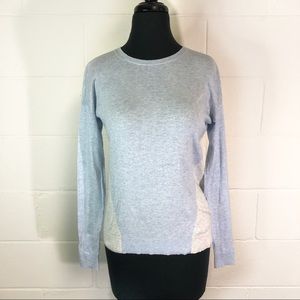 Boden Lightweight Color Block Crewneck Sweater Gray And Blue